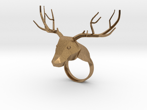 Low Poly Deer Ring in Natural Brass
