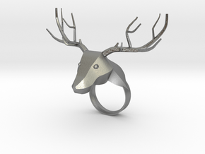 Low Poly Deer Ring in Natural Silver