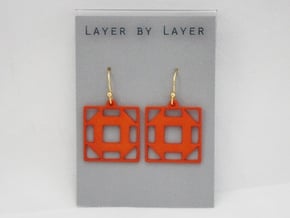 Churn Dash Earrings in Orange Processed Versatile Plastic