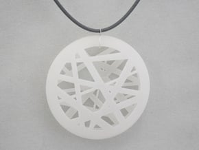 Circular Abstract Line Pendant - Large in Tan Fine Detail Plastic
