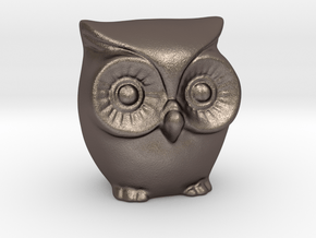 Little tiny owl in Polished Bronzed Silver Steel
