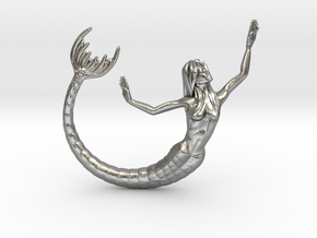 Mermaid Pendant in Natural Silver