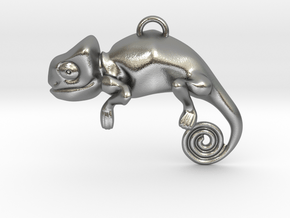 Enigmatic Chameleon Pendant in Natural Silver