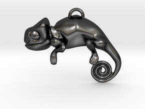 Enigmatic Chameleon Pendant in Polished and Bronzed Black Steel