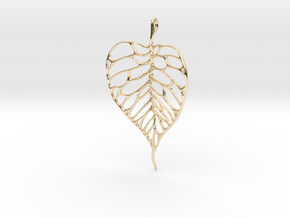 Heart Shaped Leaf Pendant: 5cm in 14K Yellow Gold