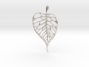Heart Shaped Leaf Pendant: 5cm in Platinum