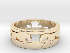 Run with the Wolves Dbl Band Sizes UK:N US:6 3/4 in 14K Yellow Gold: 6 / 51.5