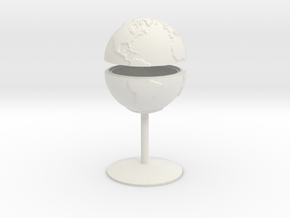 Tactile Miniature Earth With Stand in White Natural Versatile Plastic