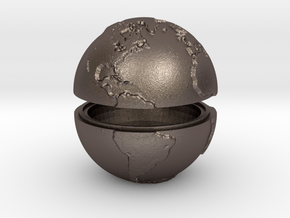 Tactile Miniature Earth (No Stand) in Polished Bronzed Silver Steel