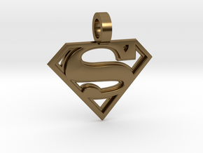 Superman Pendant in Polished Bronze