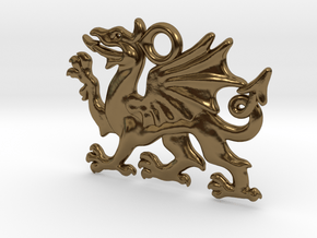 Welsh dragon charm in Polished Bronze