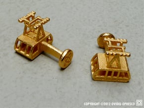 The New (2010) Roosevelt Island Tram Cuff-Links  in Polished Gold Steel