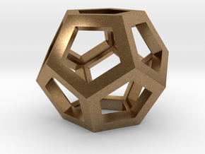 Dodecahedron Necklace Pendant in Natural Brass
