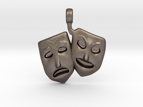 Theatre Faces Pendant in Polished Bronzed Silver Steel
