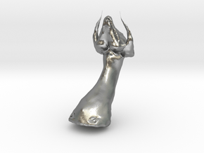 wall mountable dragon head in Natural Silver
