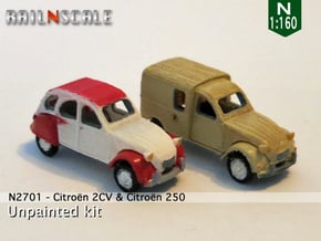 SET 2x Citroën 2CV (N 1:160) in Smooth Fine Detail Plastic
