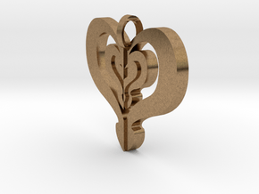 Heart  in Natural Brass