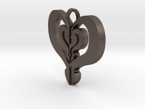 Heart  in Polished Bronzed Silver Steel