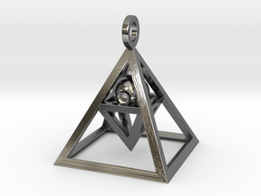 Sight of Pyramid Pendant Mini in Fine Detail Polished Silver