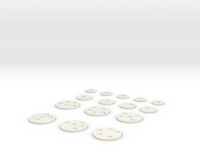 20-15mm Round Bases with 6mm inserts in White Natural Versatile Plastic