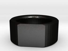 Flat-Faced Ring in Matte Black Steel