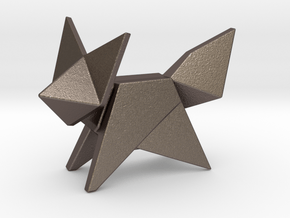Origami Fox in Polished Bronzed Silver Steel