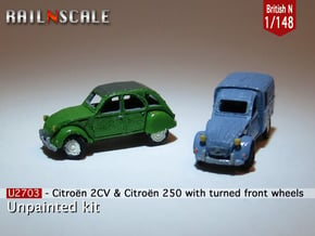 SET 2x Citroën 2CV - parked (British N 1:148) in Smooth Fine Detail Plastic
