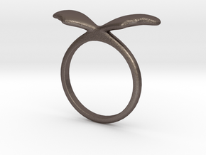 Ring Wing Size US 6 (16.5mm) in Polished Bronzed Silver Steel