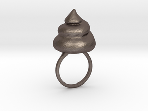 Big Shit Ring Size US 6 (16.5mm) in Polished Bronzed Silver Steel