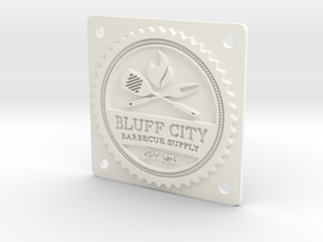 Bluff City 2" Badge in White Processed Versatile Plastic