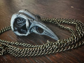 Bird Skull Pendant  in Polished and Bronzed Black Steel