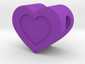 Small Framed Heart Pendant With 2mm Hole in Purple Processed Versatile Plastic