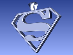 superman pendant in Polished Silver