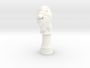 Lion Bishop (Round Base) in White Processed Versatile Plastic