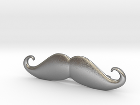 "Italian" Moustache Tie Bar (Metals) in Natural Silver