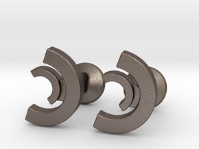 Custom Logo Cufflinks in Polished Bronzed Silver Steel