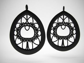 Peacock Feather Lace Earrings in Black Natural Versatile Plastic