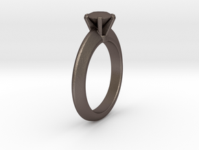 Solitaire Ring - Size M in Polished Bronzed Silver Steel