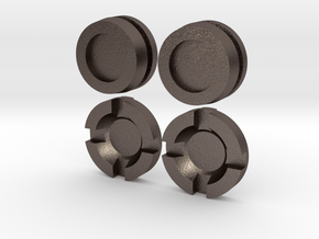 Thruster Cap & Center Insert Pairs Assembled in Polished Bronzed Silver Steel