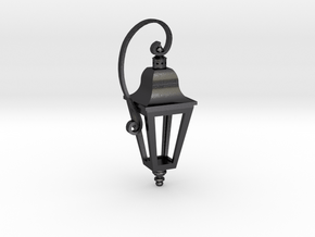 English Street Lamp Pendant in Polished and Bronzed Black Steel