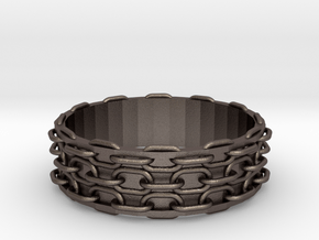 Chain Bangle in Polished Bronzed Silver Steel