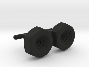 Spiral Nut Cufflinks in Black Natural Versatile Plastic