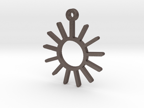 Sunny Day - Weather Symbol Pendant in Polished Bronzed Silver Steel