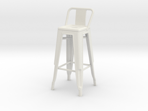 1:24 Tall Pauchard Stool, with Low Back in White Natural Versatile Plastic