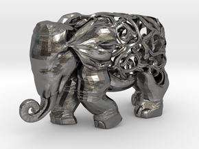 Figurine Elephant Verziert in Polished Nickel Steel
