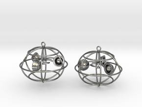 The anemometer earrings in Fine Detail Polished Silver