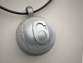 Volleyball Pendant #6 in Polished Bronzed Silver Steel