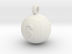 Volleyball Pendant #6 in White Natural Versatile Plastic
