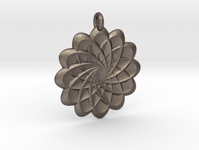 Flower Pendant in Polished Bronzed Silver Steel