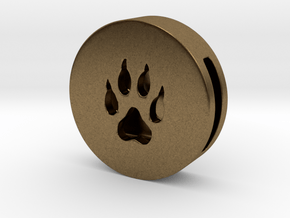 Band Charm round - Wolf Paw print in Natural Bronze